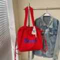Sac cabas fourre-tout en nylon rouge style coréen sac à bandoulière décontracté grande capacité - Rouge