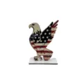 Wooden American Flag Bald Eagle Figurine Tabletop Decor for Independence Day Party - 12X5X18 / Eagle