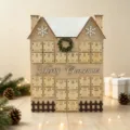 Casita de calendario de adviento de Navidad de madera con 24 cajones pequeños, decoración. - Sin Luces / Color Original