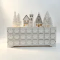 Wooden Christmas Advent Calendar with 24 Drawers LED Light German Village Countdown Holiday Decor - 34.5x8x28cm / White