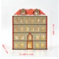 Casa calendario dell'avvento di Natale in legno LED Luce Tavolo Decorazione 32x26.5cm - Rosso