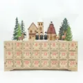Wooden Christmas advent calendar with 24 drawers, holiday countdown decor for home and desk. - Laser Engraved Holiday Scene (DJS-26003) / Original Color