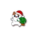 Cute Christmas cartoon cat metal brooch detail, adorable holiday enamel pin accessory. - Santa Claus Cat (CZ0394-3)