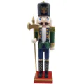 Houten Notenkraker Soldaat Beeldje 38cm Traditionele Kerstdecoratie Handgemaakt Groen - Soldaat met Bijl (Notenkraker-022) / 38 cm