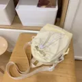 Casual cute lightweight small backpack for women, portable daily drawstring canvas bag. - Beige