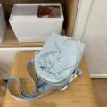 Lightweight casual light blue mini backpack and water bottle bag, cute and portable daily style. - Blue