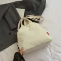 Casual canvas women's backpack, simple style daily travel bag and student crossbody bag. - Off White