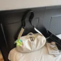 Large capacity casual sports travel shoulder bag with stylish strap and cute flower pendant. - Off-White and Sunflower