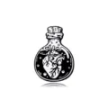 Gothic punk heart potion bottle enamel pin, black and white lapel badge for clothes. - Heart Poison Bottle Style