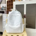 Casual minimalist solid color white backpack for daily commuting, school and travel use. - S / White Small