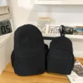 Minimalist black backpack set, lightweight waterproof casual daypack for travel school. - L / Black