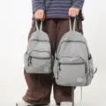 Lightweight waterproof grid backpack versatile travel daypack stylish casual school bag for women - L / Gray