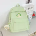 Zaino in tela verde chiaro carino per donne e studenti, borsa da viaggio casual giornaliera. - Verde grande + Sandwich