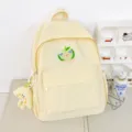 Zaino casual giallo chiaro carino per donne quotidiano scuola viaggio leggero borsa - Beige grande + Sandwich