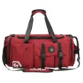 Red grid travel duffel bag large capacity fitness gym sports shoulder bag for men women - Red