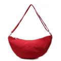 Red canvas dumpling bag, casual crossbody bag for women, lightweight everyday shoulder bag - Burgundy