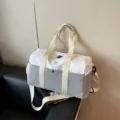 Grande capacita borsa da viaggio in tela per donne, borsa sportiva portatile per palestra. - Grigio