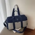 Borsa da viaggio sportiva in tela blu grigia con tracolla, grande capacita variante. - Grigio e Blu