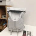 Large capacity grey roll-top trendy backpack with multi pockets and straps for travel. - Gray