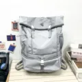 Grey roll-top commuter backpack, large capacity casual sports rucksack for men and students. - Gray