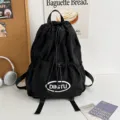 Sac à dos à cordon noir loisir sport voyage grand capacité cartable école étudiant - L / Noir