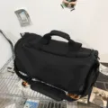 Sac de sport de fitness noir pour homme, grand voyage avec séparation sec humide et bandoulière. - Noir