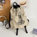 Sac à dos à cordon kaki, sac loisir nylon léger avec bretelles noires variante de. - S / Beige