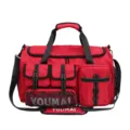 Red multi-functional large capacity travel duffel bag sports gym bag with multiple pockets - Red