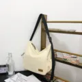Large capacity canvas crossbody bag casual shoulder bag for women men daily travel vintage - Beige
