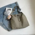 Bolso de hombro casual de lona ligera para mujer, gran capacidad, bolso tote y cruzado. - Verde + Café divertido