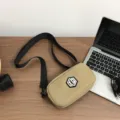 Waterproof canvas crossbody bag for men and women, stylish casual shoulder phone bag daily use. - Khaki