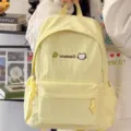 Japanese ins style casual canvas backpack light yellow cute school bag for students. - Yellow