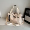Beige Reisetasche Damen Sporttasche Canvas Umhängetasche Freizeittasche für Fitness Reise. - Gebrochenes Weiß
