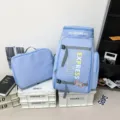 Hellblauer Ski Rucksack Set Mit Aufbewahrungstasche Große Kapazität Reisetasche - Blau