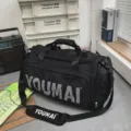 Large capacity sports duffel bag for gym, travel and outdoor fitness. Black durable travel bag. - Black