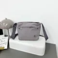 Women casual nylon crossbody bag lightweight waterproof shoulder bag with zipper pocket. - Basic Style / Light Gray