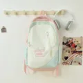 Japanese style pastel colorblock student backpack with large capacity for casual school use - Pink Blue Large
