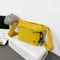 Stylish yellow nylon crossbody bag for women, lightweight casual messenger shoulder bag. - With Pendant / Yellow
