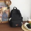 Classic black canvas backpack for daily commuting, casual school rucksack for women students. - S / Black