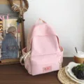 Pink casual backpack, stylish lightweight school bag for women daily commute travel use. - S / Pink