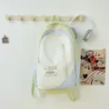 Sweet pastel colorblock school backpack for teen girls, large capacity casual daypack. - Green Blue Large Size