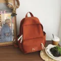 Casual minimalist small backpack for women, lightweight commuter school bag brown. - S / Red Brown