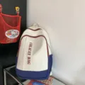 Japanese color block casual canvas backpack large capacity school bag for daily travel - Regular Fit / Blue & White