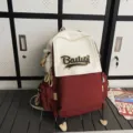 Casual women canvas backpack large capacity school bag for students stylish travel daypack - Red Large