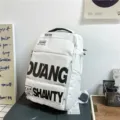 Sac à dos blanc style utilitaire grande capacité, tendance urbaine voyage et école. - Blanc