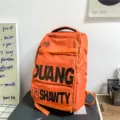 Grand sac a dos orange en toile pour voyage et ecole utilisation quotidienne stylee - Orange Vif