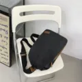 Μαύρη τσάντα χιαστί από καμβά, ρετρό casual τσάντα στήθους με ρυθμιζόμενο λουρί και δέρμα. - Μαύρο