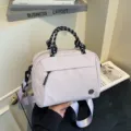 Borsa a mano casual elegante con manici intrecciati e tracolla regolabile pratica. - Taglia L / Rosa