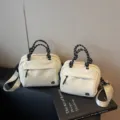 Borsa a mano minimalista da donna con scomparti multipli e tracolla casual beige elegante. - Taglia L / Bianco avorio