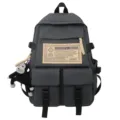 Waterdichte casual rugzak voor studenten, grote schooltas met schattige aap hanger. - Grijs (Met Hanger)